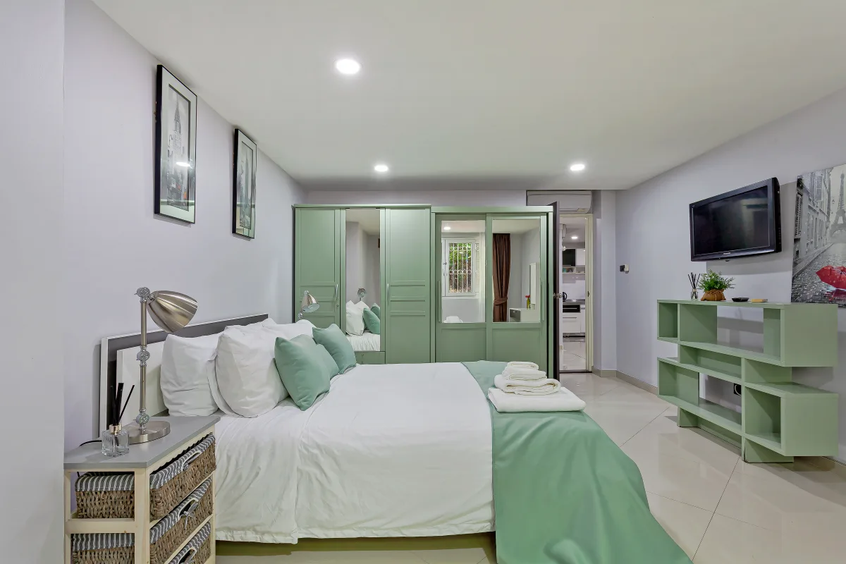 Garden view apartment interior