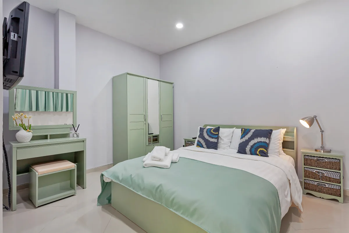 Pool level apartment interior