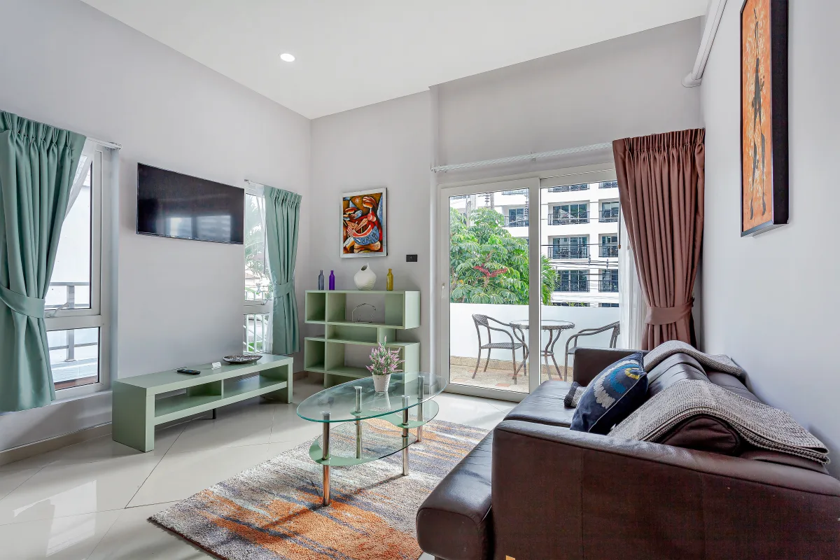 Pool level apartment interior