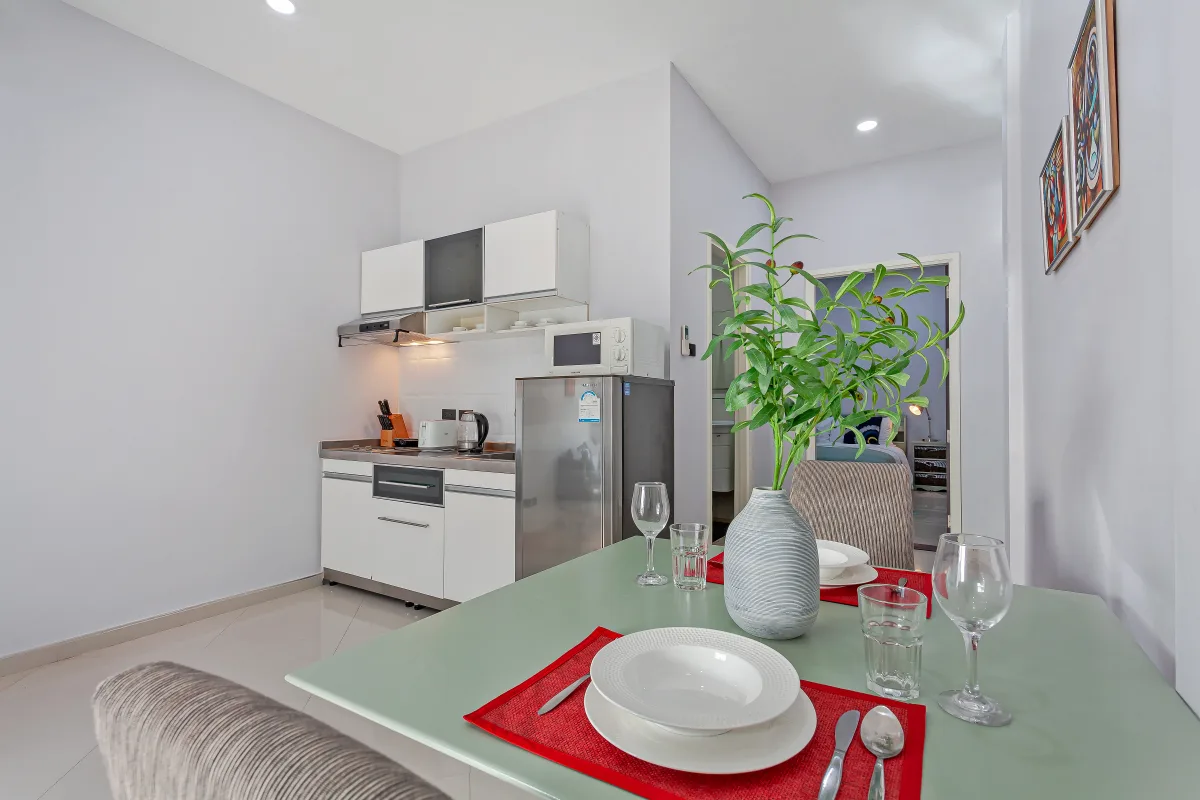 Pool level apartment interior